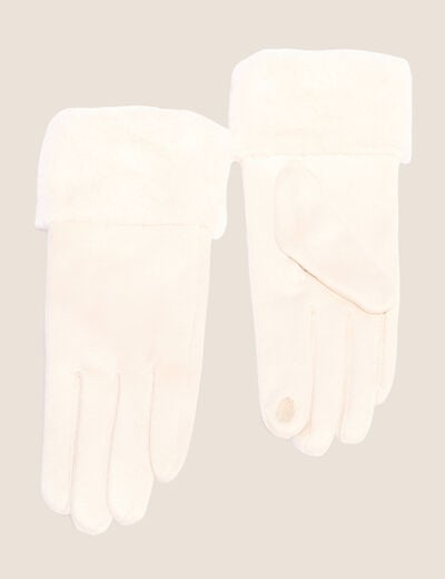 Gants en fausse fourrure sable femme