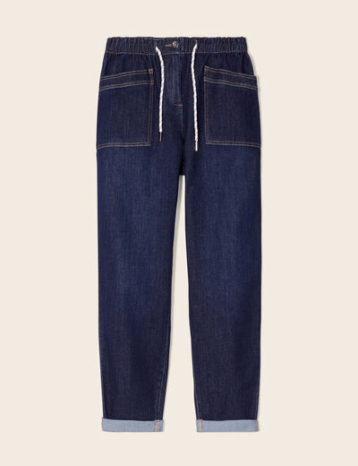 Jean large à coulisse denim brut femme
