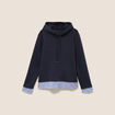 Sweat &agrave; capuche manches longues bleu marine femme