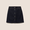 Jupe courte trap&egrave;ze en jean denim brut femme