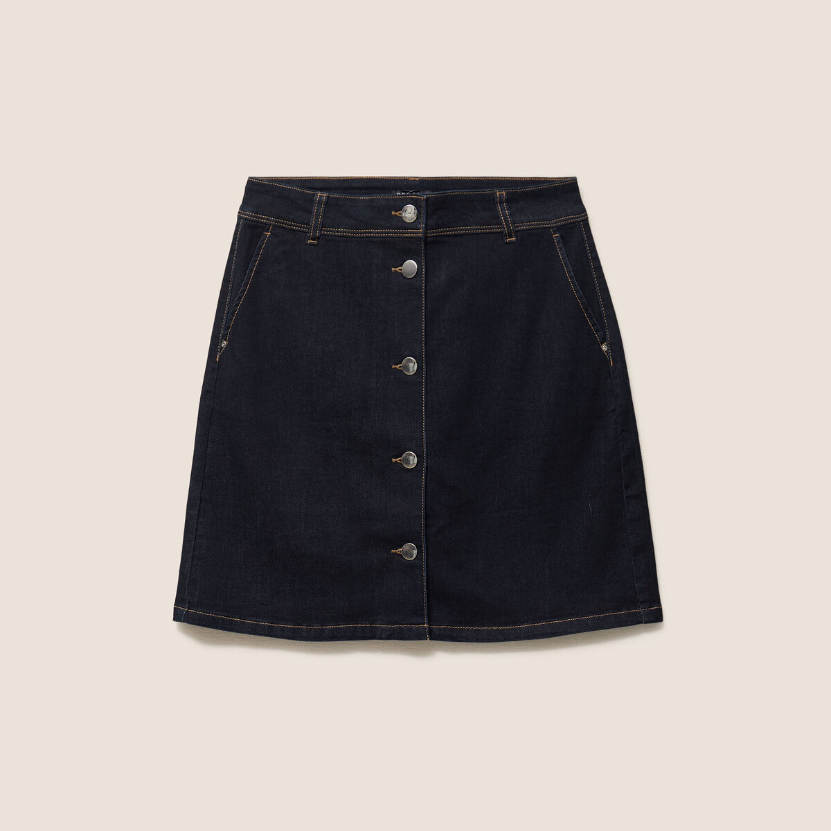 Jupe courte trap&egrave;ze en jean denim brut femme
