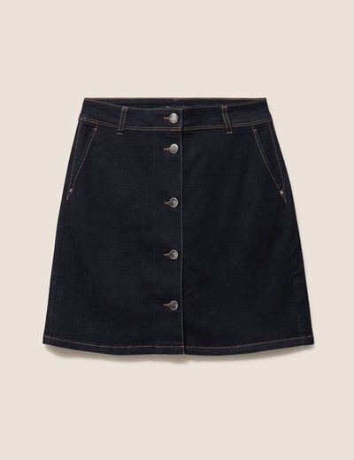 Jupe courte trap&egrave;ze en jean denim brut femme
