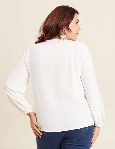 Blouse manches longues ecru femme