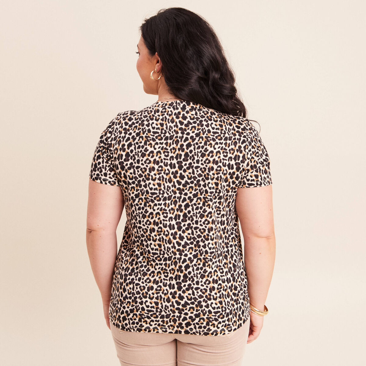 T-shirt manches courtes beige femme