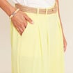 Pantalon jupe-culotte large jaune clair femme
