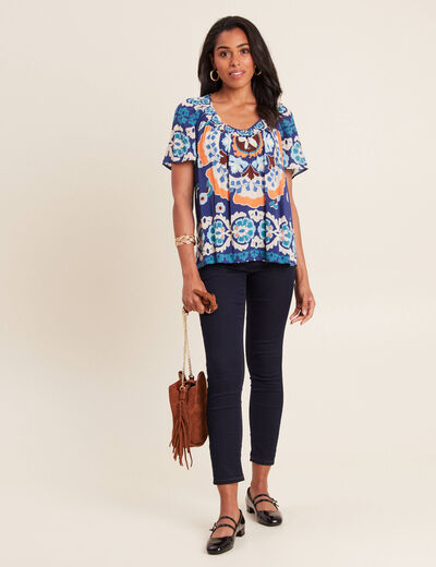 Blouse manches courtes bleu femme