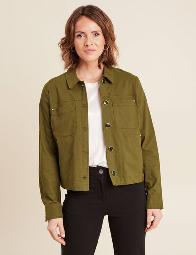 Veste boutonnée vert olive femme