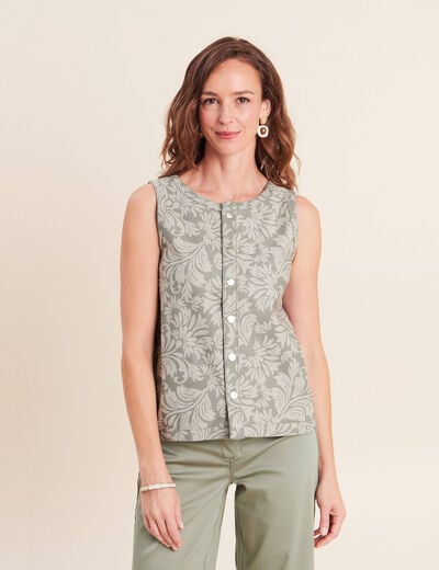 T-shirt r&eacute;versible sans manches gris femme