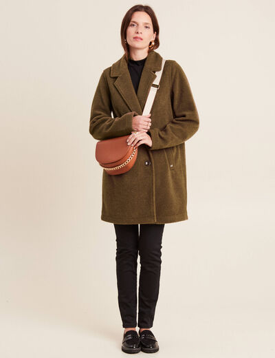 Manteau boutonnage croisé marron foncé femme