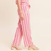 Pantalon coupe large en lin rose femme