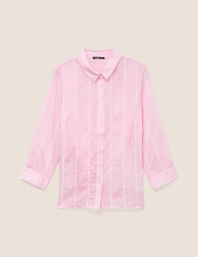 Chemise ample manches 3/4 col chemise rose femme
