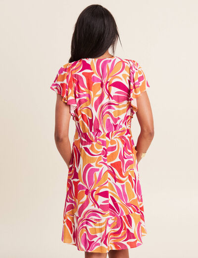 Robe évasée manches courtes orange femme
