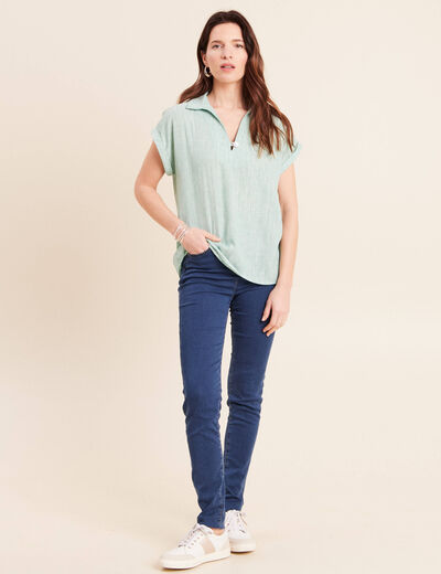 Blouse manches courtes fluide vert menthe femme
