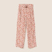 Pantalon large taille haute orange femme