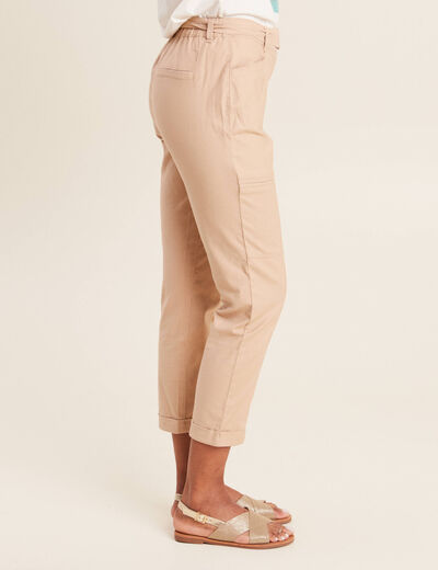 Pantalon ajusté 7/8ème beige femme