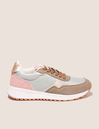 Baskets à lacets vert kaki femme