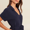 Robe fluide manches courtes bleu marine femme