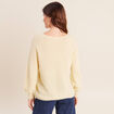 Pull droit col rond manches longues jaune pastel femme