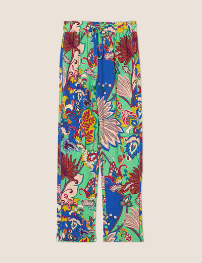 Pantalon carotte fluide 7/8ème vert femme