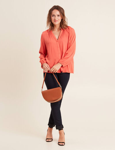 Chemise manches longues rouge foncé femme