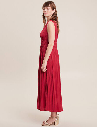 Robe longue empire satin bordeaux femme