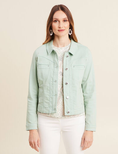 Blouson ajusté boutonné vert clair femme