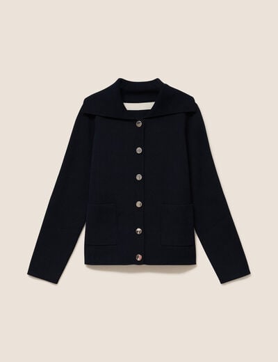 Veste r&eacute;versible en maille noir femme