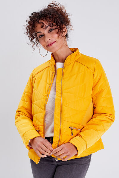 Doudoune droite jaune or femme
