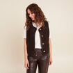Gilet sans manches sans col marron foncé femme