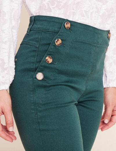 Pantalon coupe bootcut taille haute vert fonc&eacute; femme