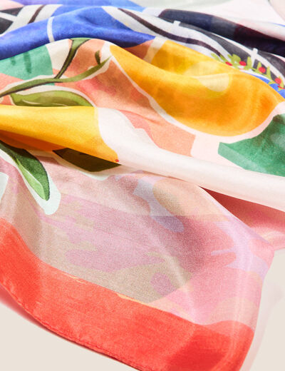 Foulard 100% soie multicolore femme