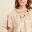 Blouse ample manches courtes beige fonce femme