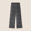 Pantalon large long taille haute gris argent femme
