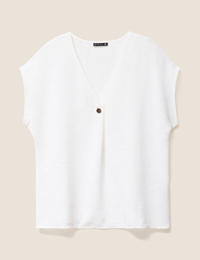 Blouse manches courtes fluide ecru femme