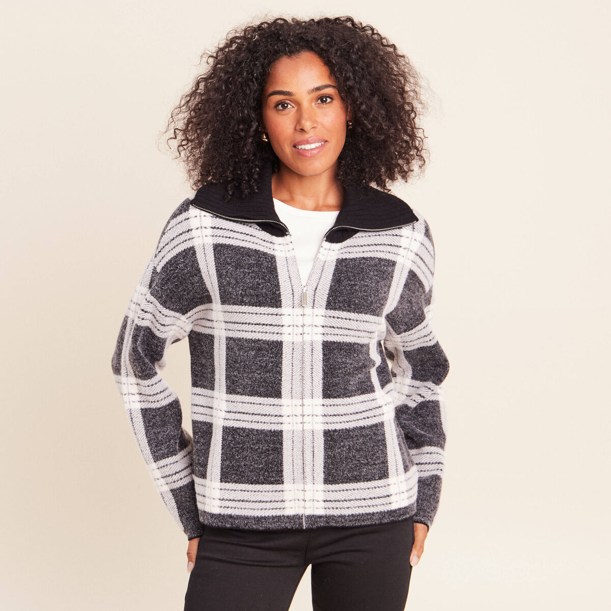Gilet col camionneur gris anthracite femme