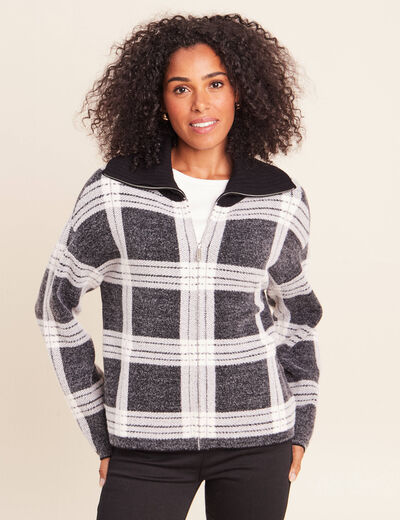 Gilet col camionneur gris anthracite femme