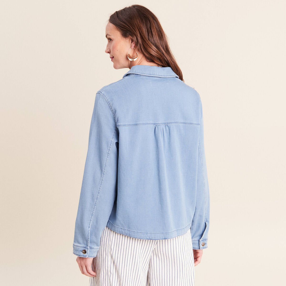 Veste jean manches longues denim bleach femme