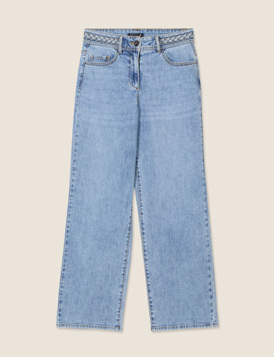 Jean large 7/8ème taille haute denim double stone femme