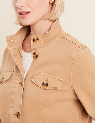 Veste boutonnée en jean marron clair femme