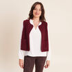 Gilet sans manches bouclette poches bordeaux femme