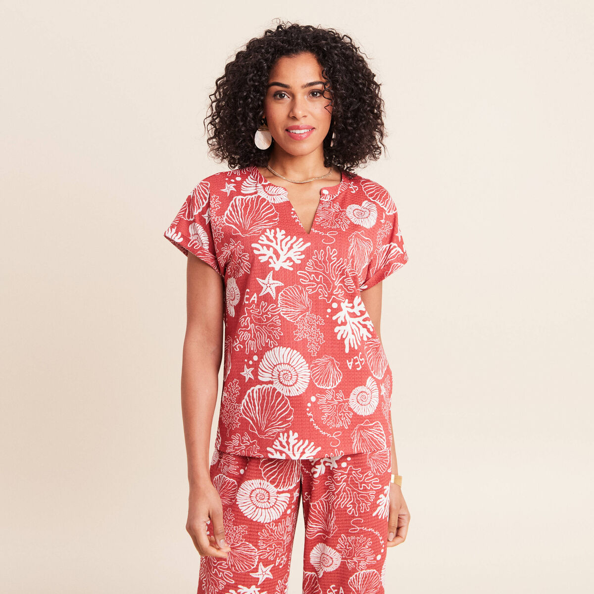 T-shirt manches courtes orange femme