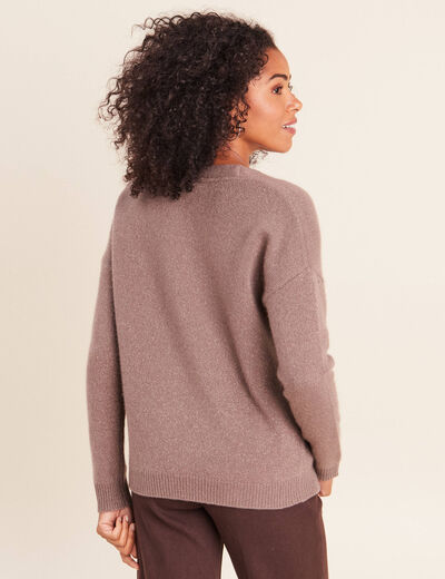 Pull en cachemire col v couleur cuivre femme