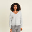 Pull col v &agrave; sequins gris clair femme