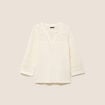 Pull col tunisien manches 3/4 ecru femme