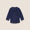 Blouse col tunisien manches 3/4 bleu marine femme