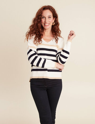 Pull manches longues blanc femme