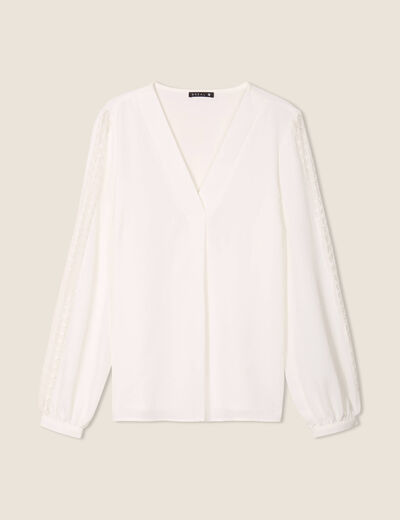 Blouse manches longues ecru femme