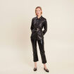 Chemise simili cuir noir femme