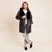 Manteau fausse fourrure capuche amovible noir femme
