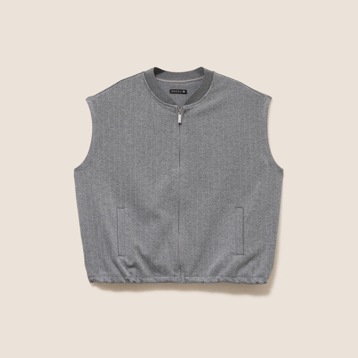 Bomber sans manches bas resserr&eacute; gris femme
